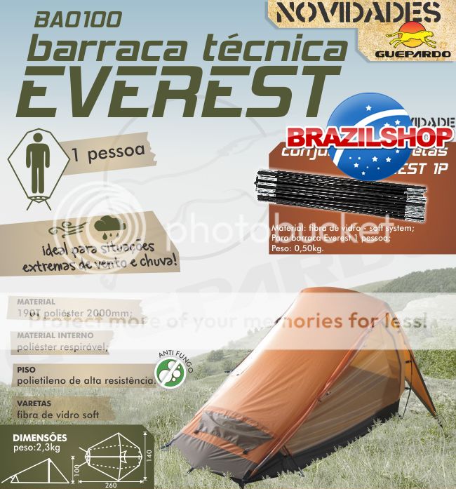 Barraca técnica Guepardo Everest para 1 pessoa Suporta muita chuva e vento forte